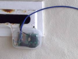 Much better enclosed relay module and soldered connection board. Also uses ethernet wire instead of ribbon cable.